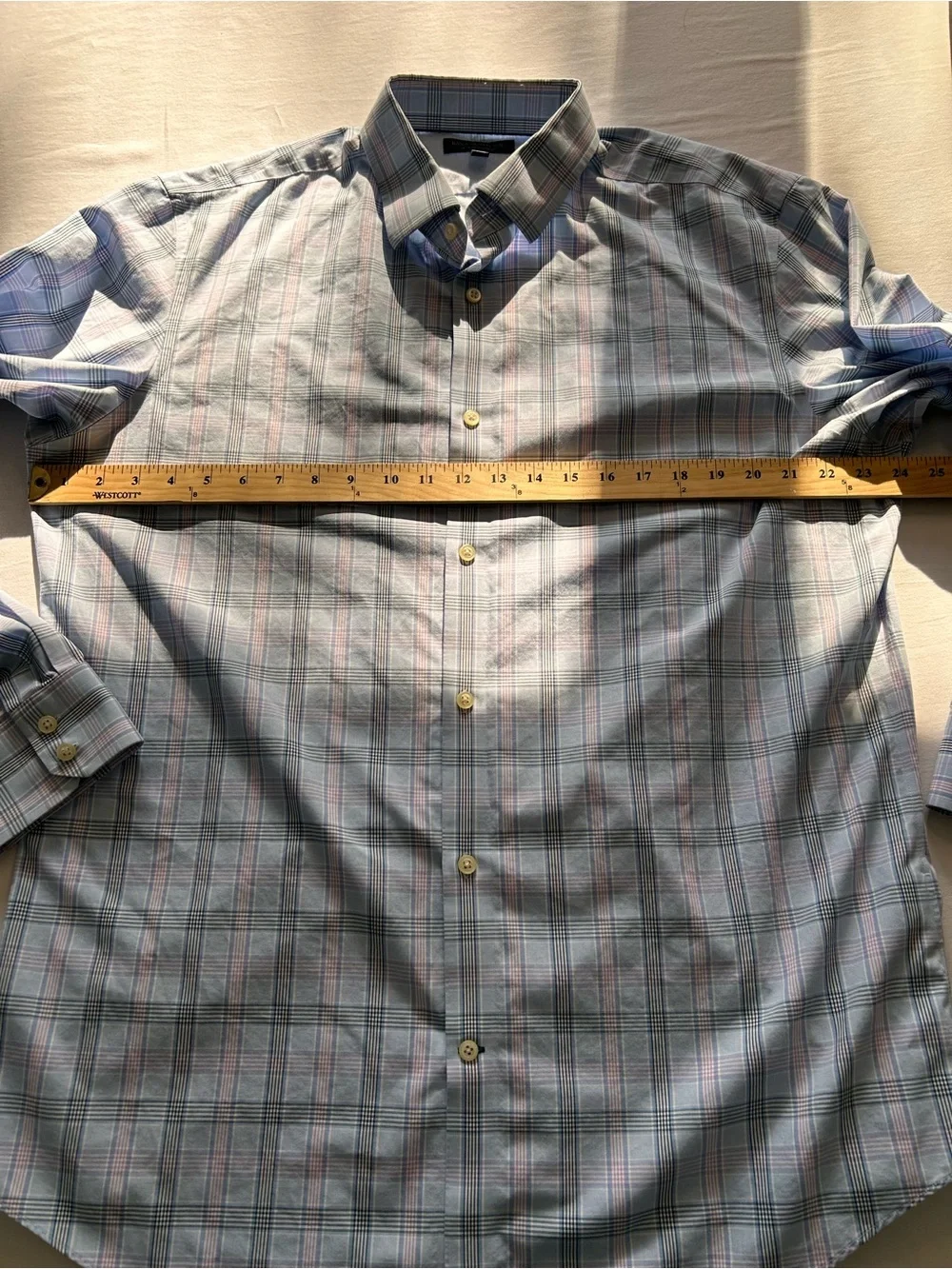 Banana Republic Blue Plaid Non-Iron Slim Fit Shirt XL